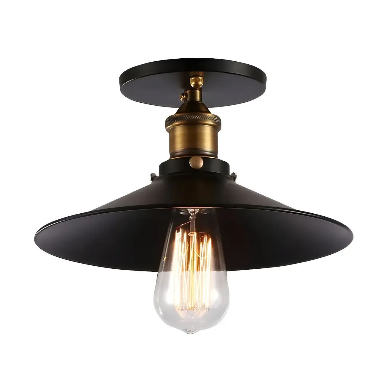 Industrial Black Semi Flush Ceiling Light for Porch Image - 3