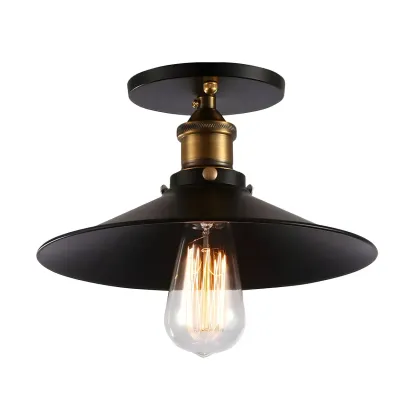Industrial Black Semi Flush Ceiling Light for Porch Image - 3