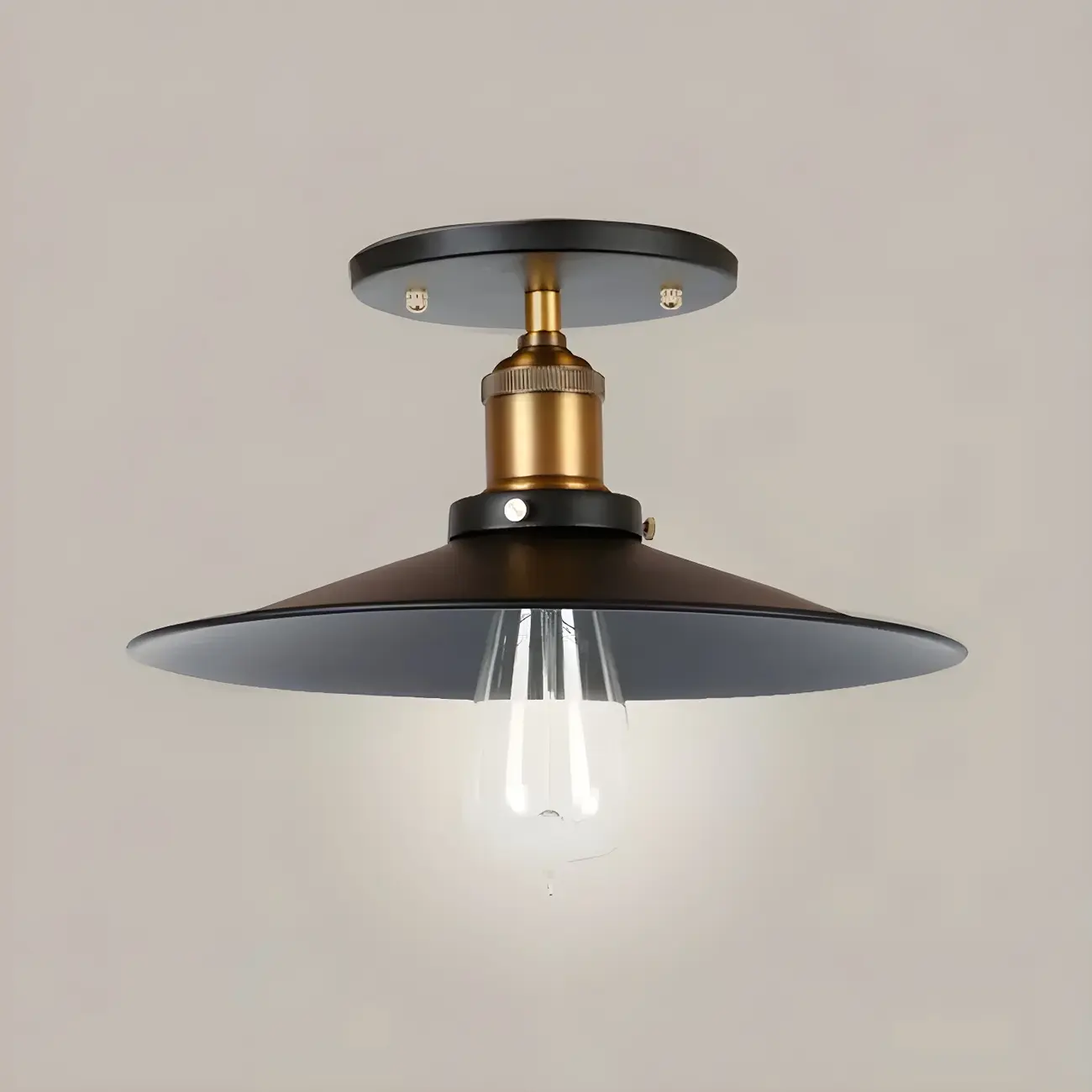 Industrial Black Semi Flush Ceiling Light for Porch Image - 4 | homeyfad