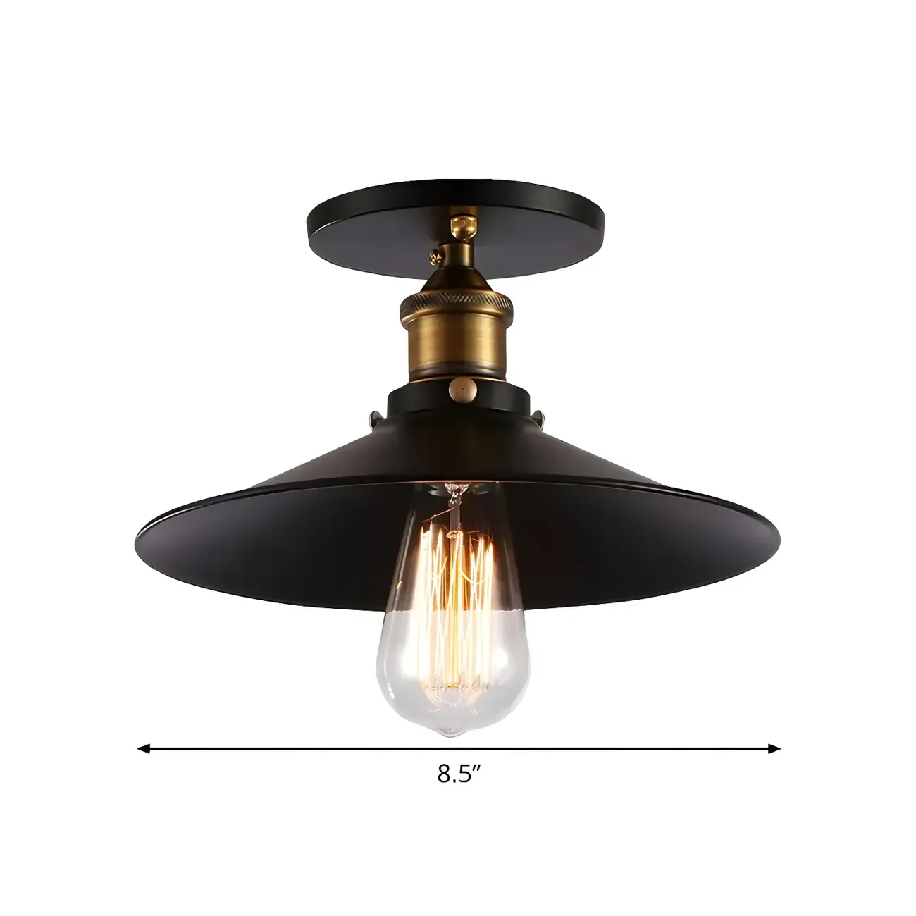 Industrial Black Semi Flush Ceiling Light for Porch Image - 5