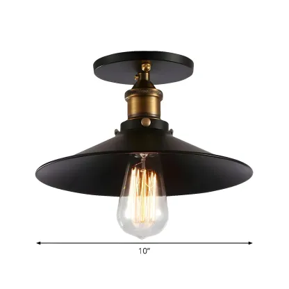 Industrial Black Semi Flush Ceiling Light for Porch Image - 6