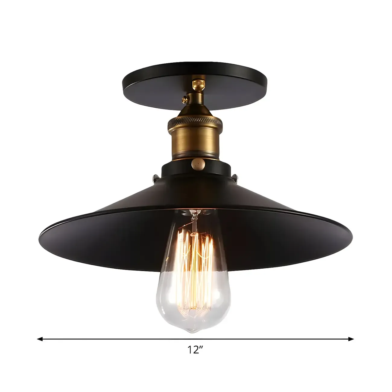 Industrial Black Semi Flush Ceiling Light for Porch Image - 7