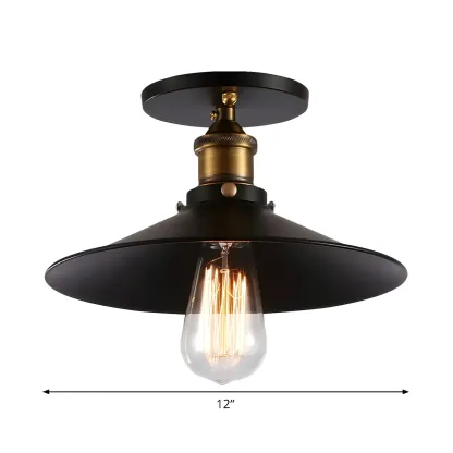 Industrial Black Semi Flush Ceiling Light for Porch Image - 7