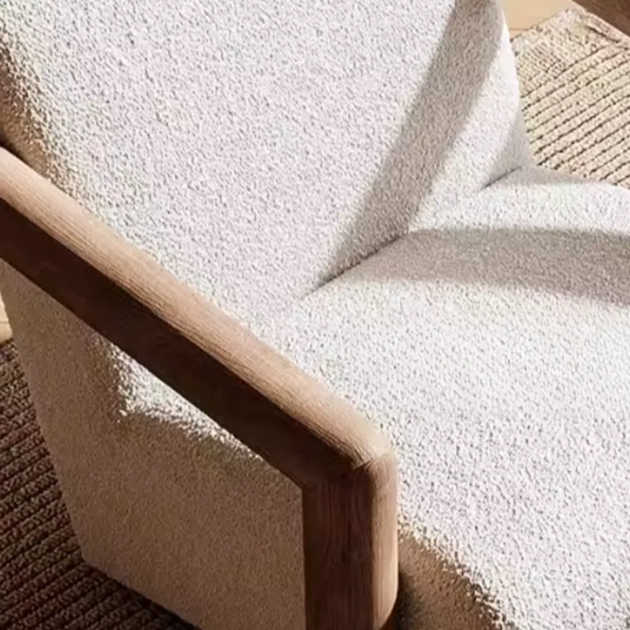 Minimalist White Mohair Fabric Living Room Arm Chair Image - 7 | homeyfad