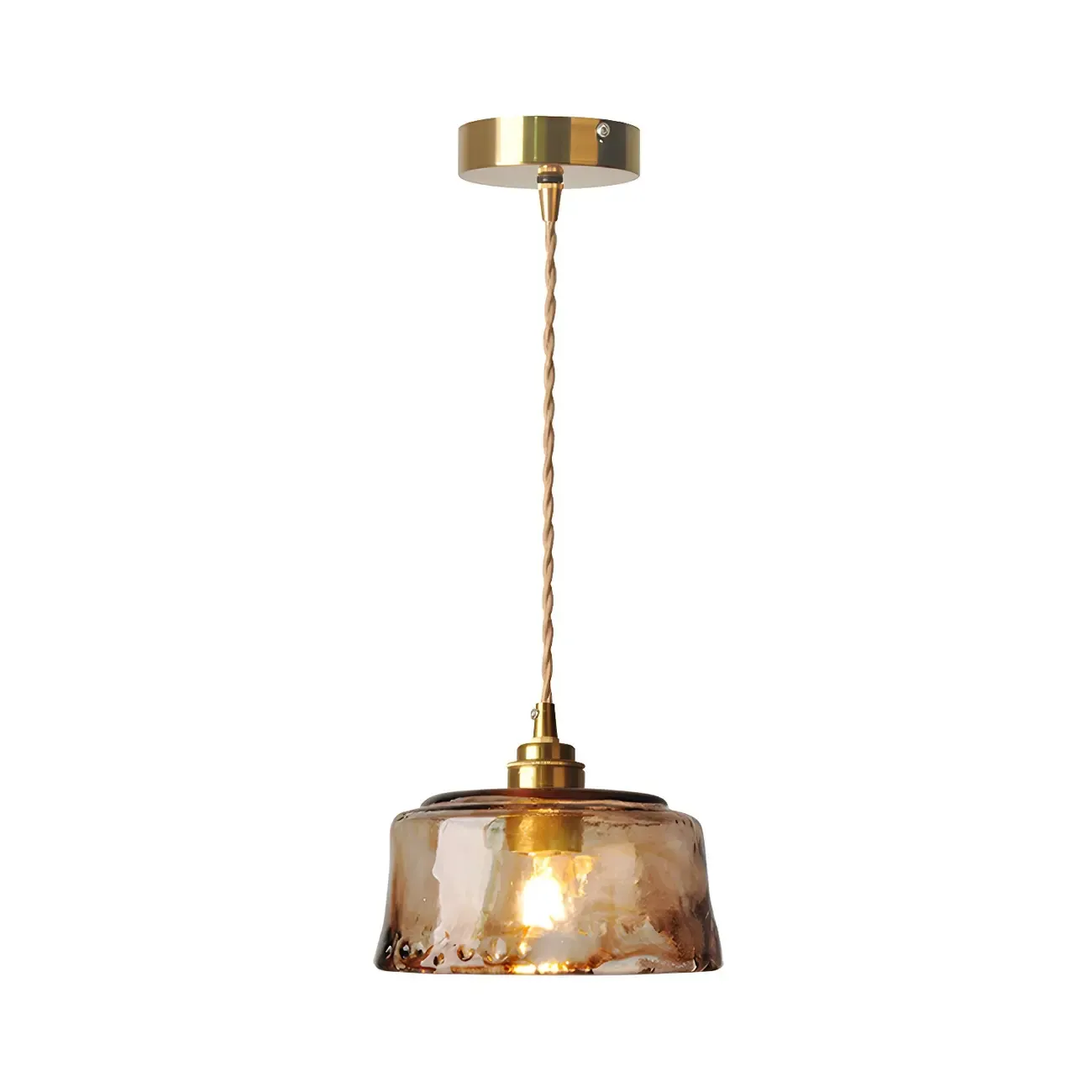Industrial Glass Shade Brass Pendant Light for Dining Room Image - 3