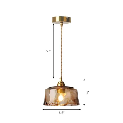 Industrial Glass Shade Brass Pendant Light for Dining Room Image - 4