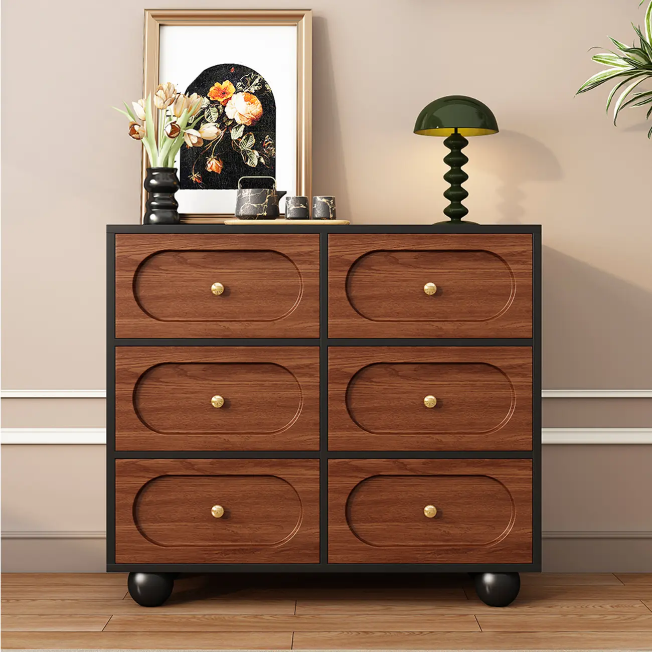 Elegant Glam 6-drawer Wood Double Dresser for Bedroom Image - 1 | homeyfad