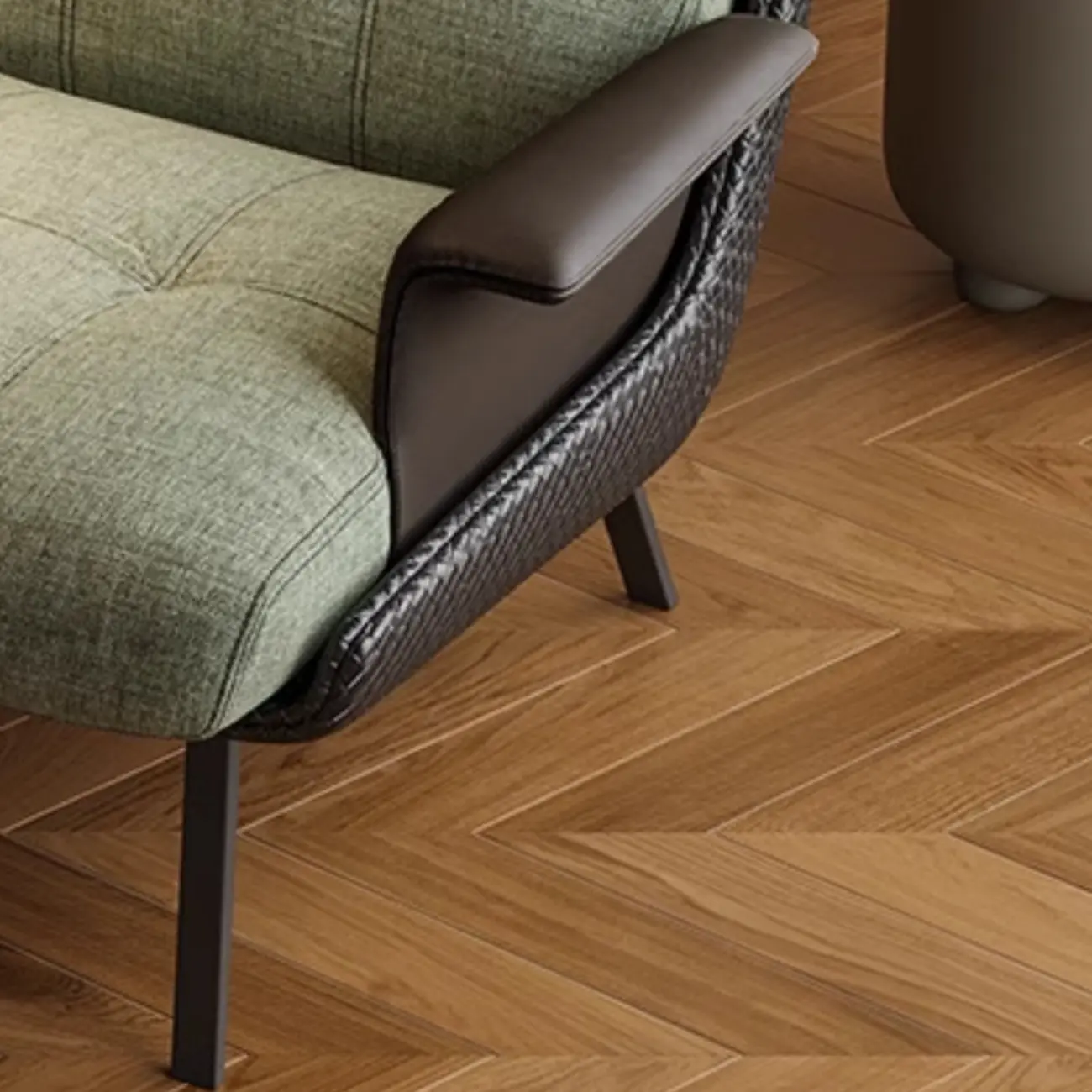 Modern Wingback Armrest Accent Chair Cotton Linen Fabric Image - 7 | homeyfad