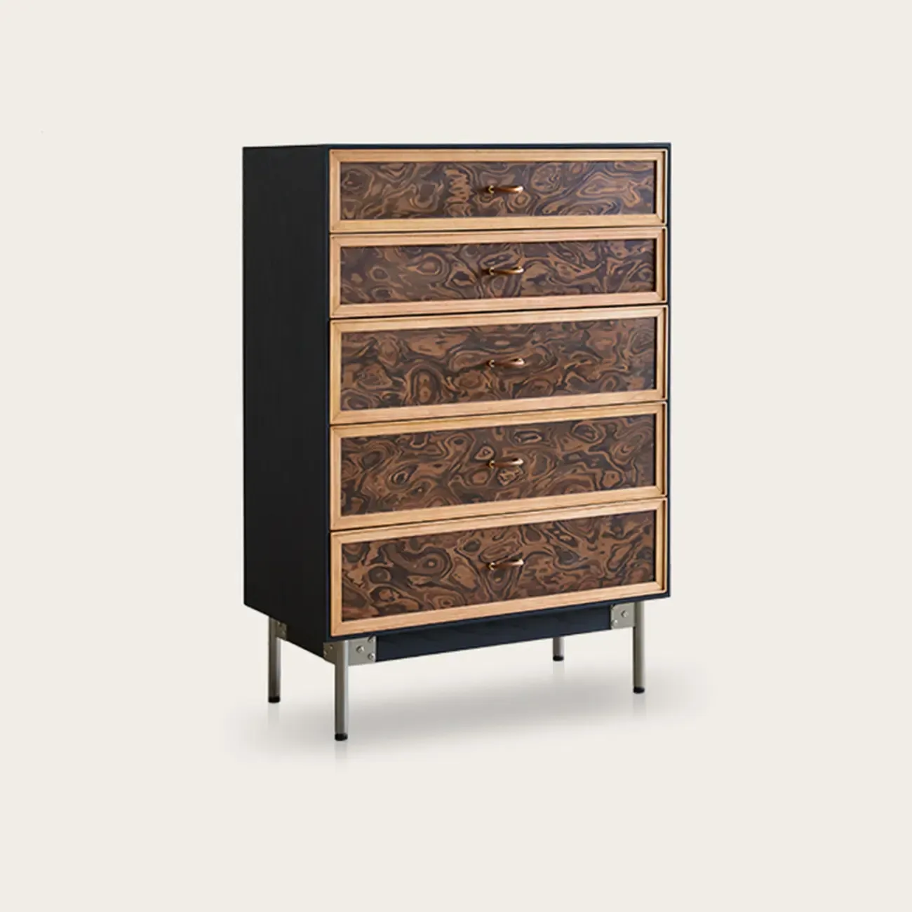 Modern Horizontal 8-drawer Red Oak Wood Dresser with Legs Image - 12