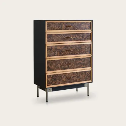 Modern Horizontal 8-drawer Red Oak Wood Dresser with Legs Image - 12