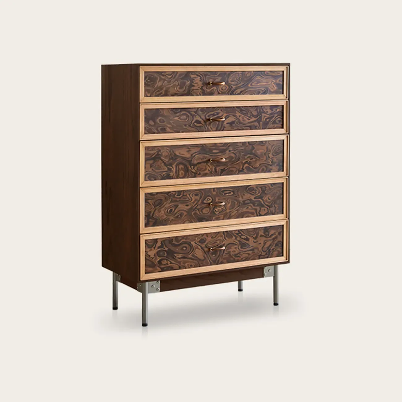 Modern Horizontal 8-drawer Red Oak Wood Dresser with Legs Image - 15
