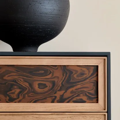 Modern Horizontal 8-drawer Red Oak Wood Dresser with Legs Image - 6