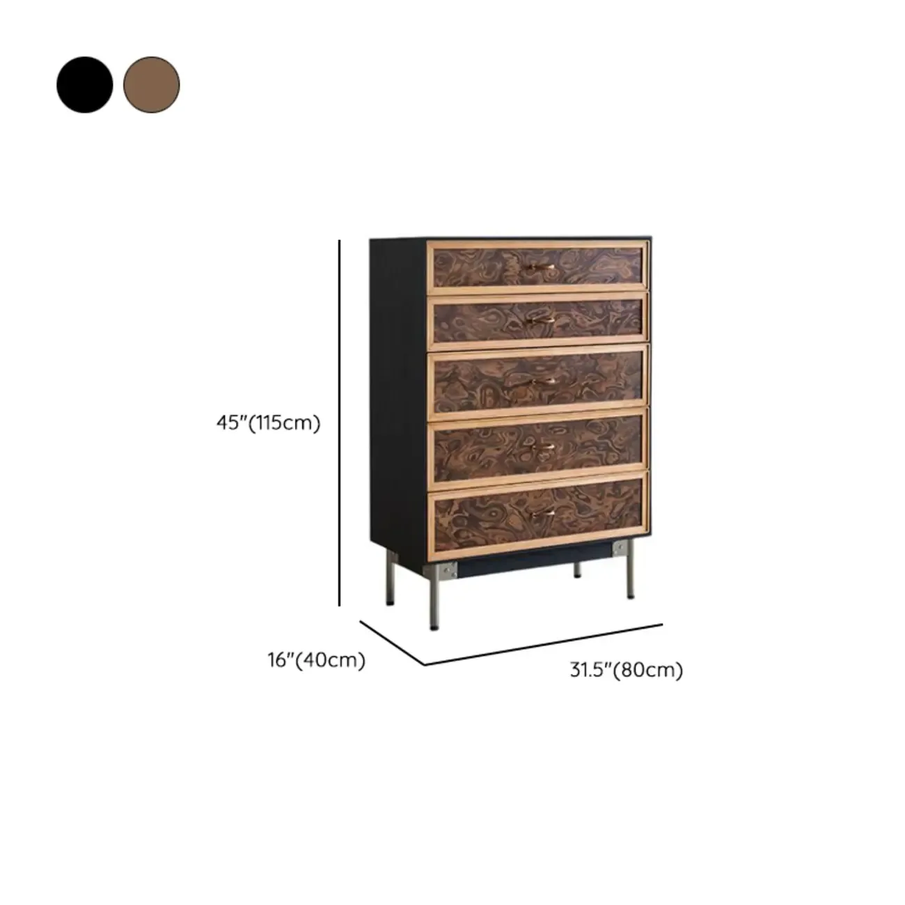 Modern Horizontal 8-drawer Red Oak Wood Dresser with Legs Image - 18