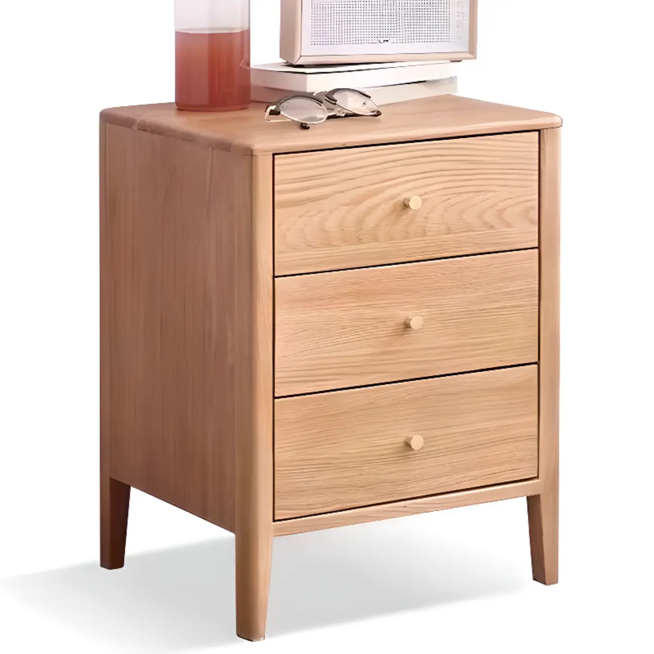Narrow Modern Wooden Nightstand with 3 Drawers Image - 12 | homeyfad