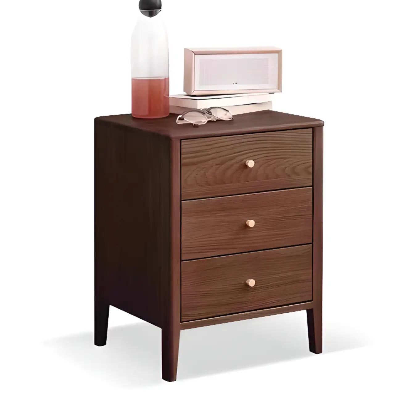 Narrow Modern Wooden Nightstand with 3 Drawers Image - 13 | homeyfad