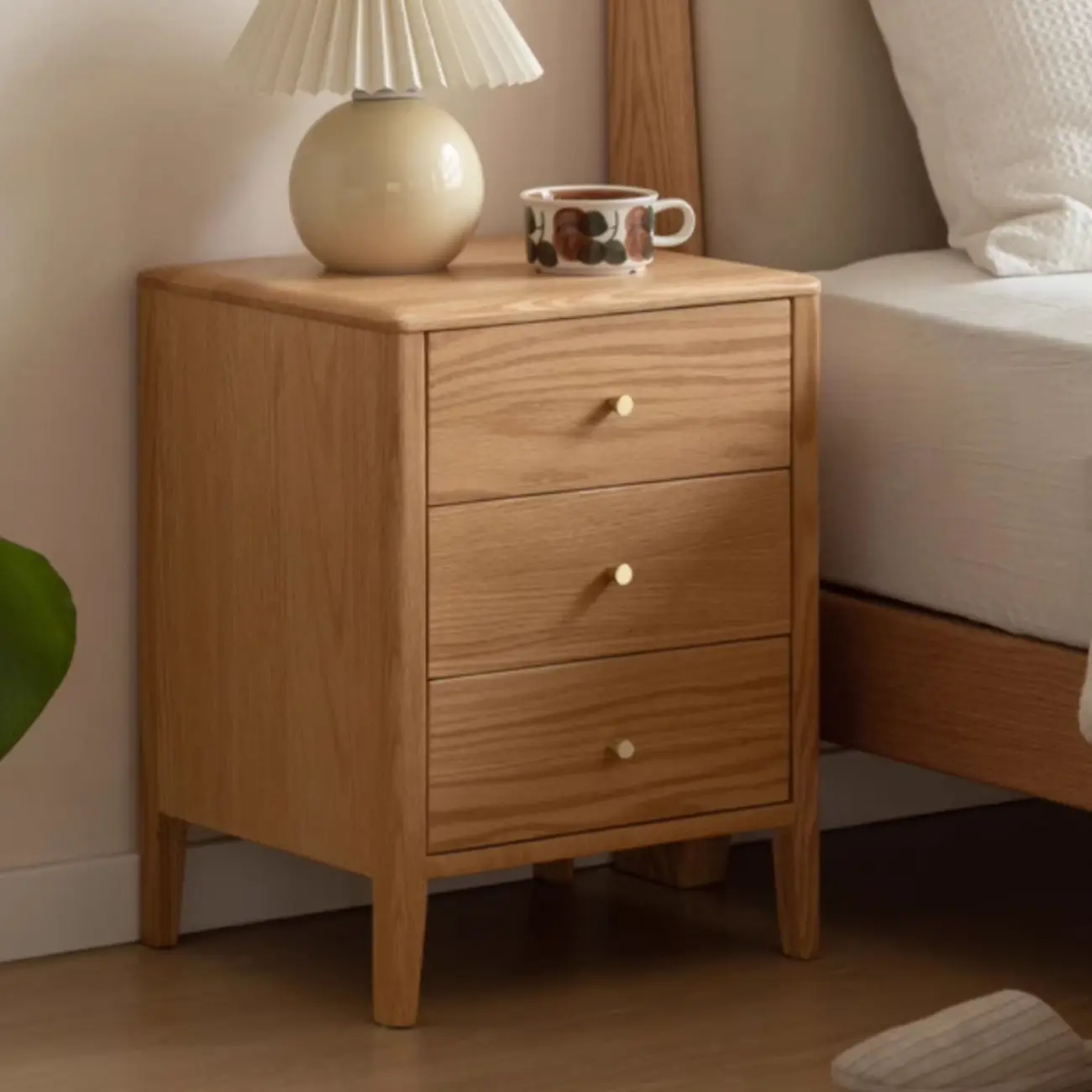 Narrow Modern Wooden Nightstand with 3 Drawers Image - 2 | homeyfad