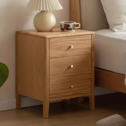 Narrow Modern Wooden Nightstand with 3 Drawers Image - 2
