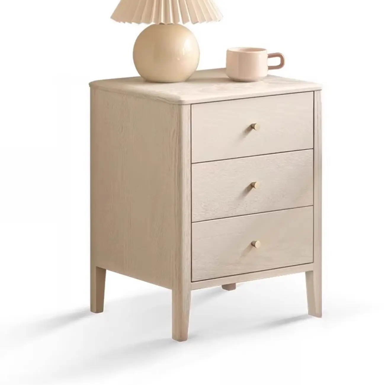 Narrow Modern Wooden Nightstand with 3 Drawers Image - 14 | homeyfad