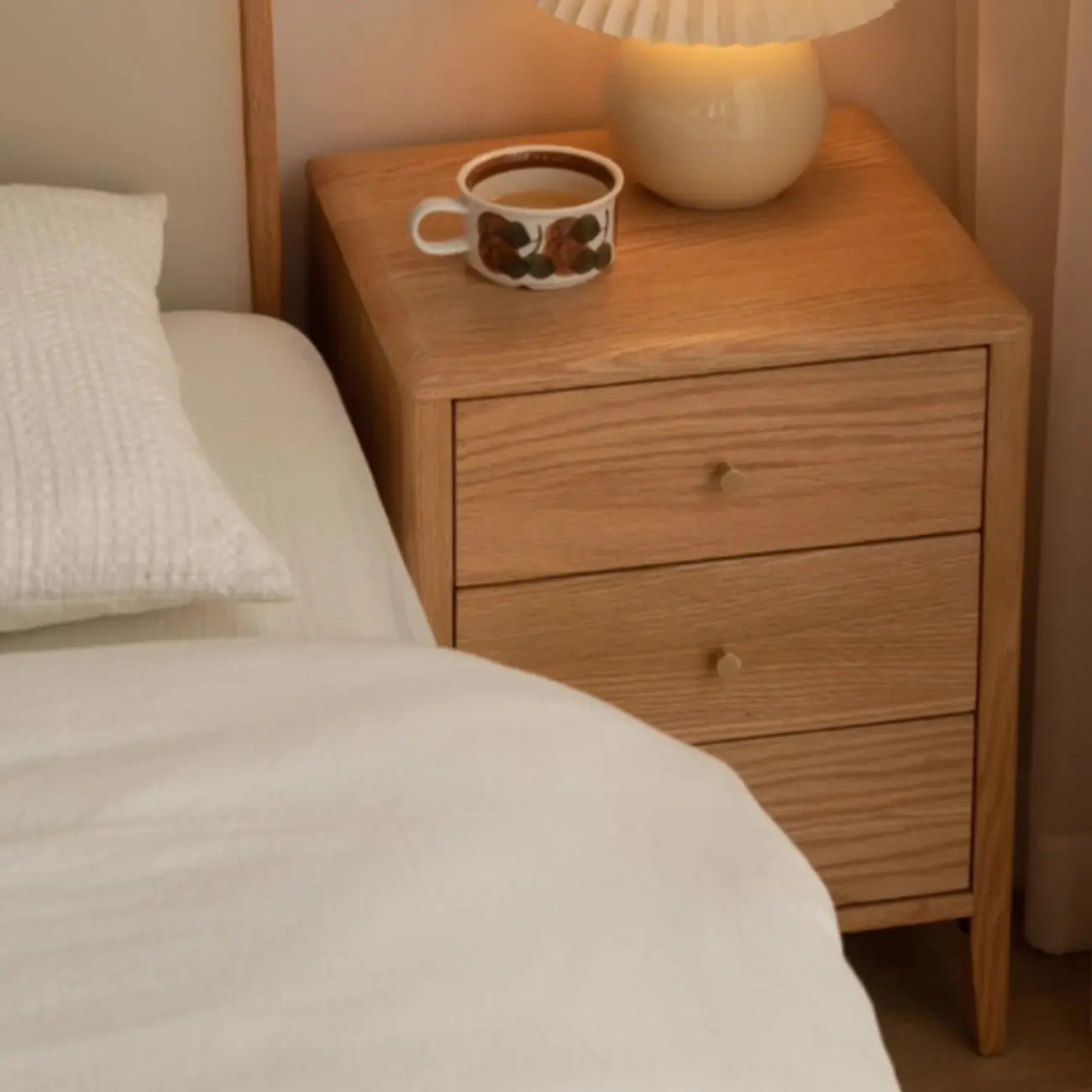 Narrow Modern Wooden Nightstand with 3 Drawers Image - 5 | homeyfad