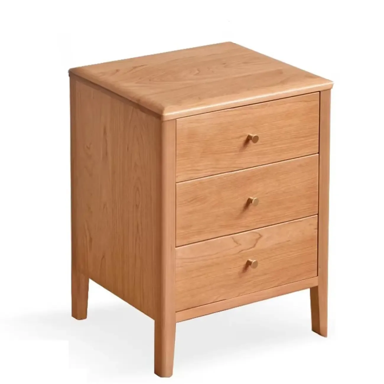 Narrow Modern Wooden Nightstand with 3 Drawers Image - 15