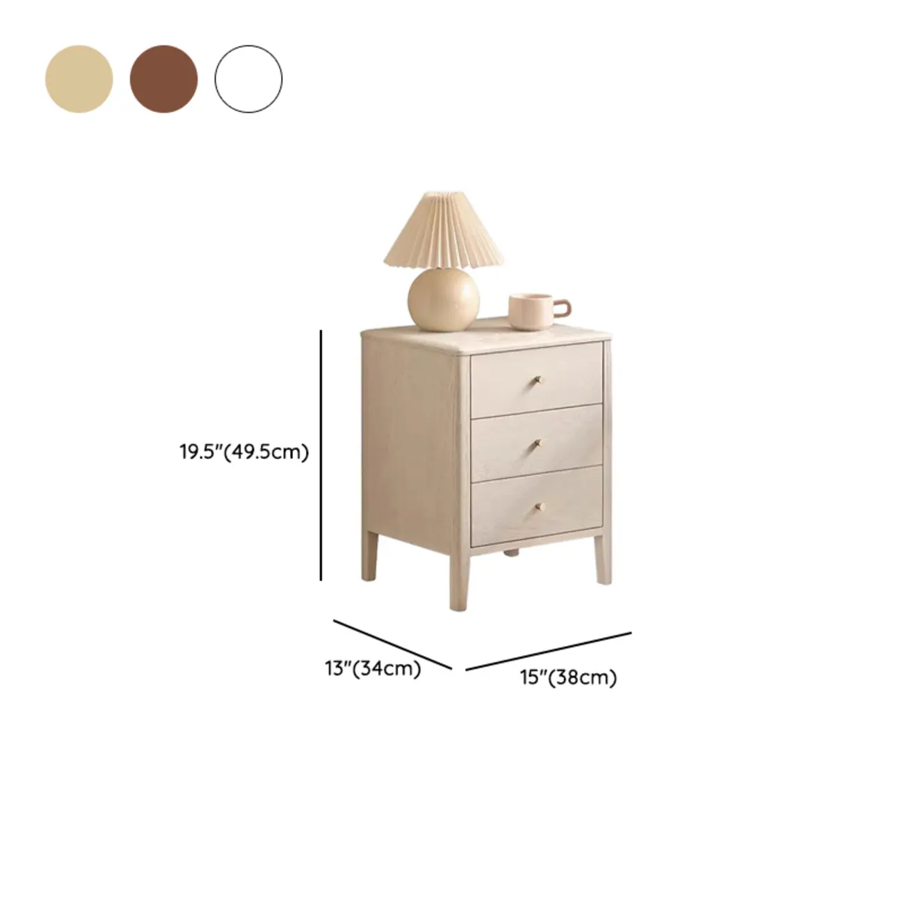 Narrow Modern Wooden Nightstand with 3 Drawers #size | homeyfad