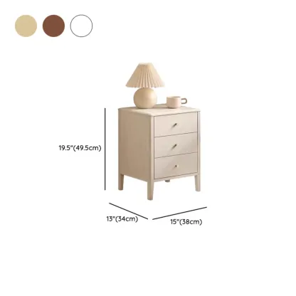 Narrow Modern Wooden Nightstand with 3 Drawers #size