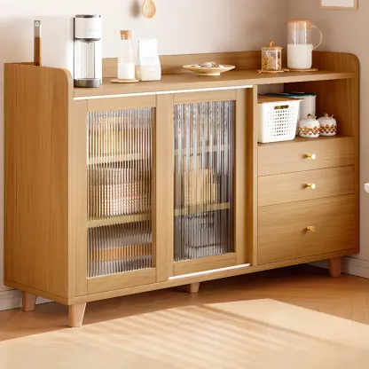 Modern Slab Sideboard with Sliding Doors Image - 2