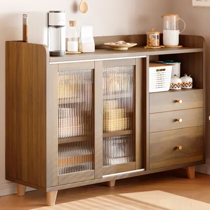 Modern Slab Sideboard with Sliding Doors Image - 3