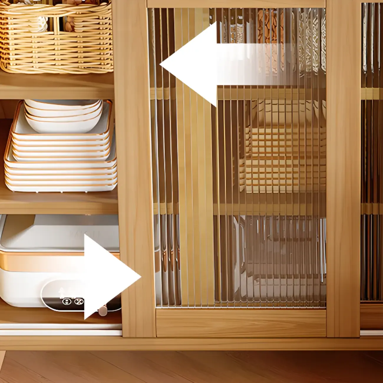 Modern Slab Sideboard with Sliding Doors Image - 4