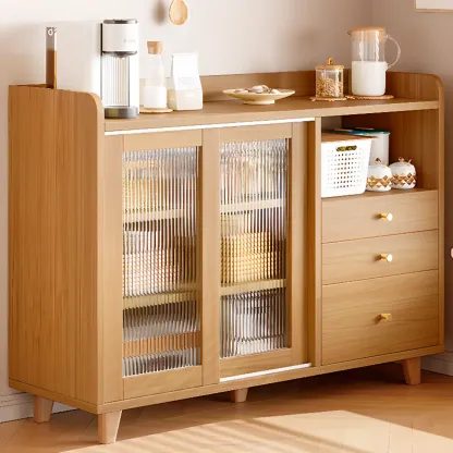 Modern Slab Sideboard with Sliding Doors Image - 5