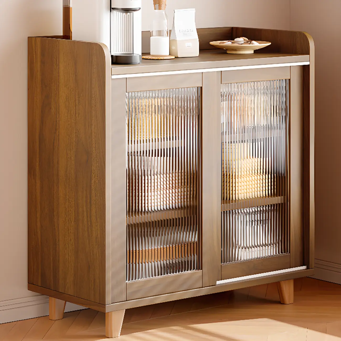 Modern Slab Sideboard with Sliding Doors Image - 7 | homeyfad