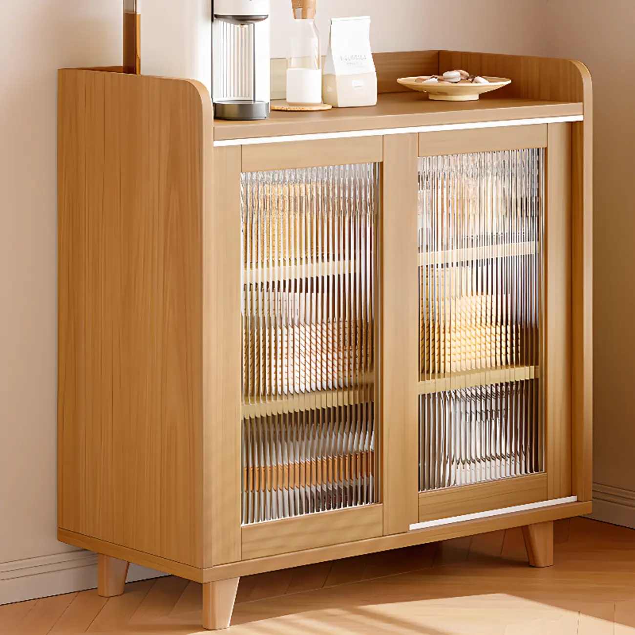 Modern Slab Sideboard with Sliding Doors Image - 9 | homeyfad