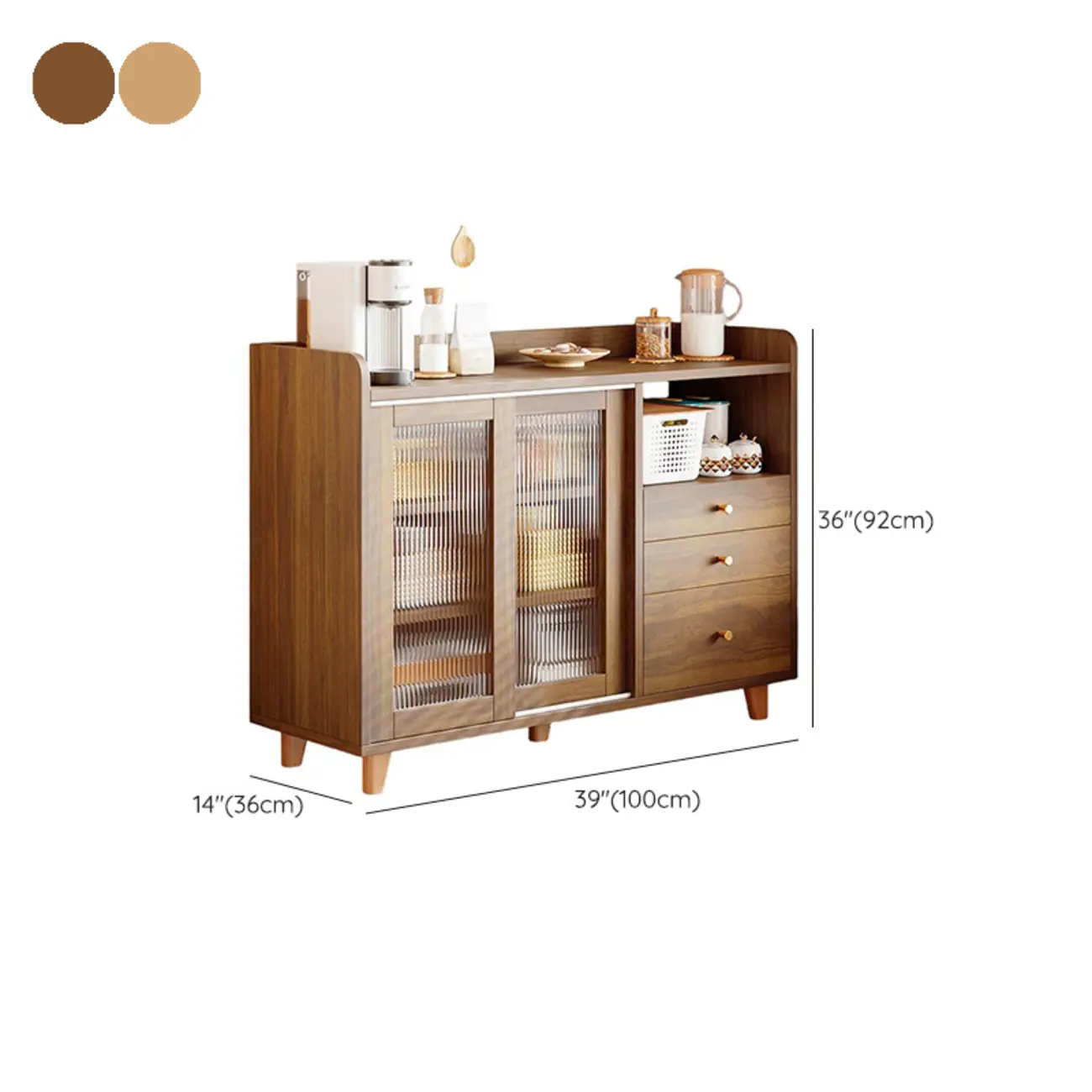 Modern Slab Sideboard with Sliding Doors Image - 13 | homeyfad