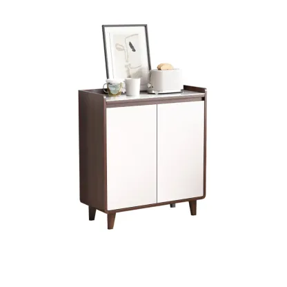 Modern Wood Buffet Stone Top Sideboard Storage Image - 9