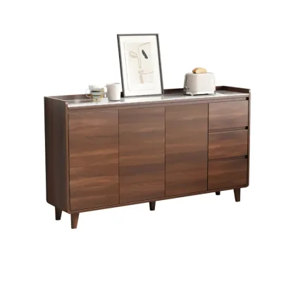 Modern Wood Buffet Stone Top Sideboard Storage Image - 17