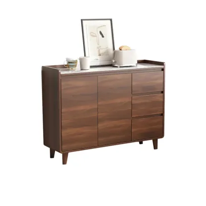 Modern Wood Buffet Stone Top Sideboard Storage Image - 19