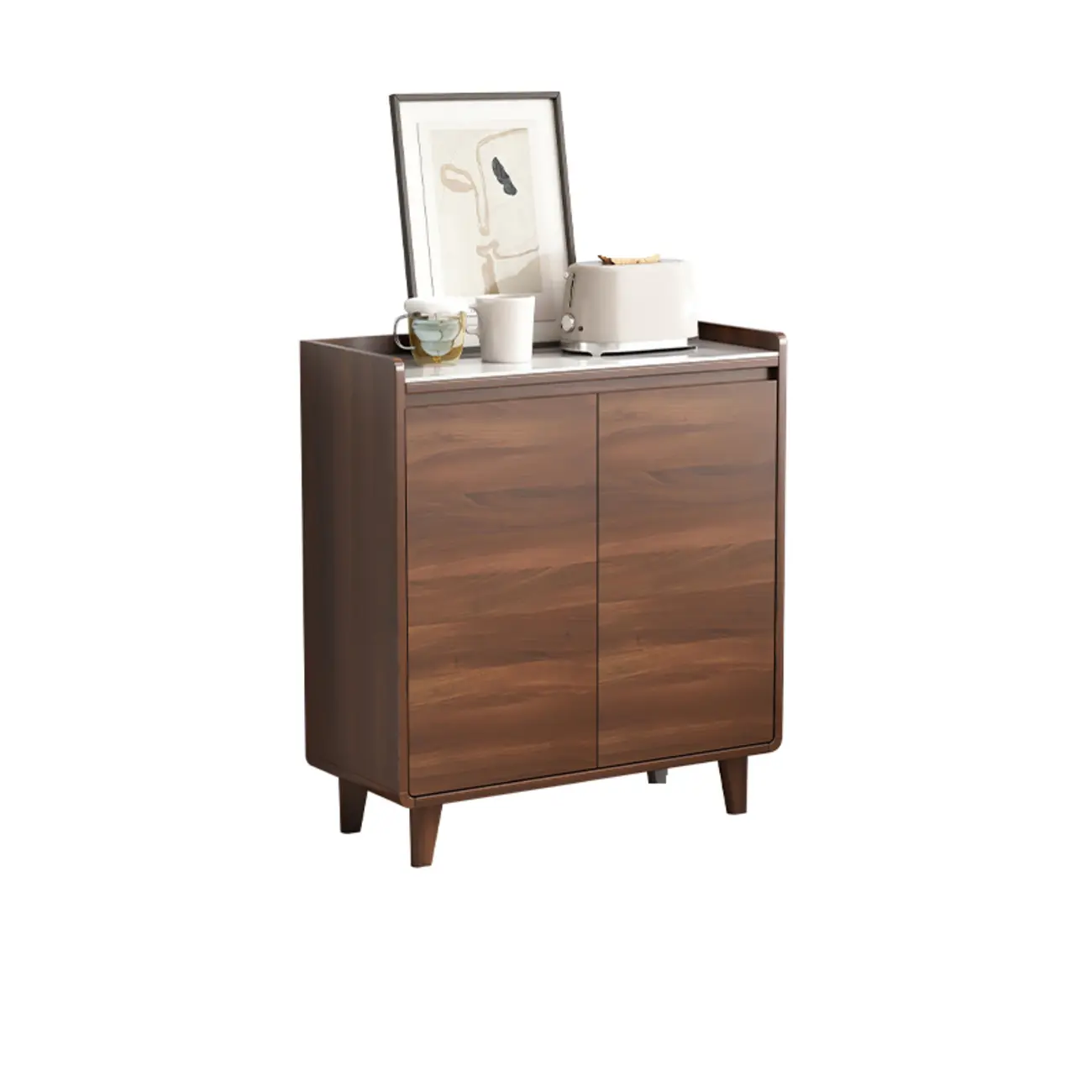 Modern Wood Buffet Stone Top Sideboard Storage Image - 20 | homeyfad