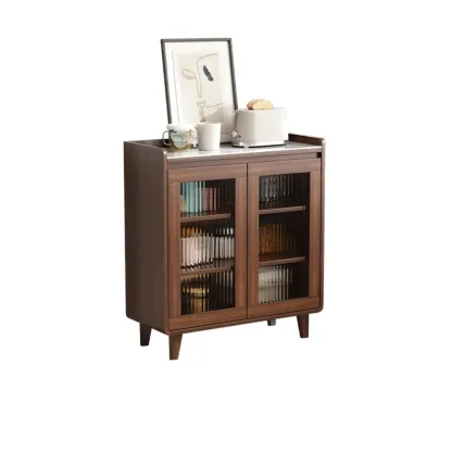 Modern Wood Buffet Stone Top Sideboard Storage Image - 25