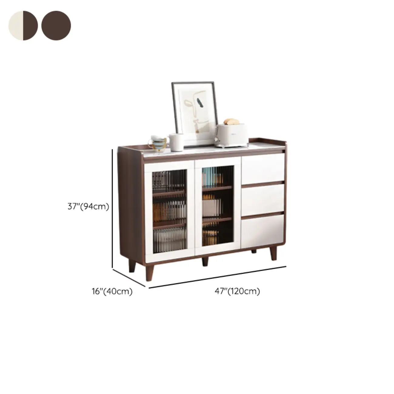 Modern Wood Buffet Stone Top Sideboard Storage Image - 28 | homeyfad