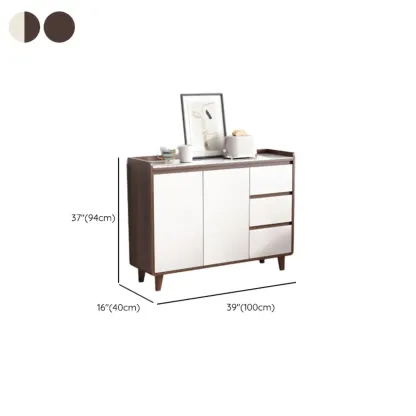 Modern Wood Buffet Stone Top Sideboard Storage Image - 33