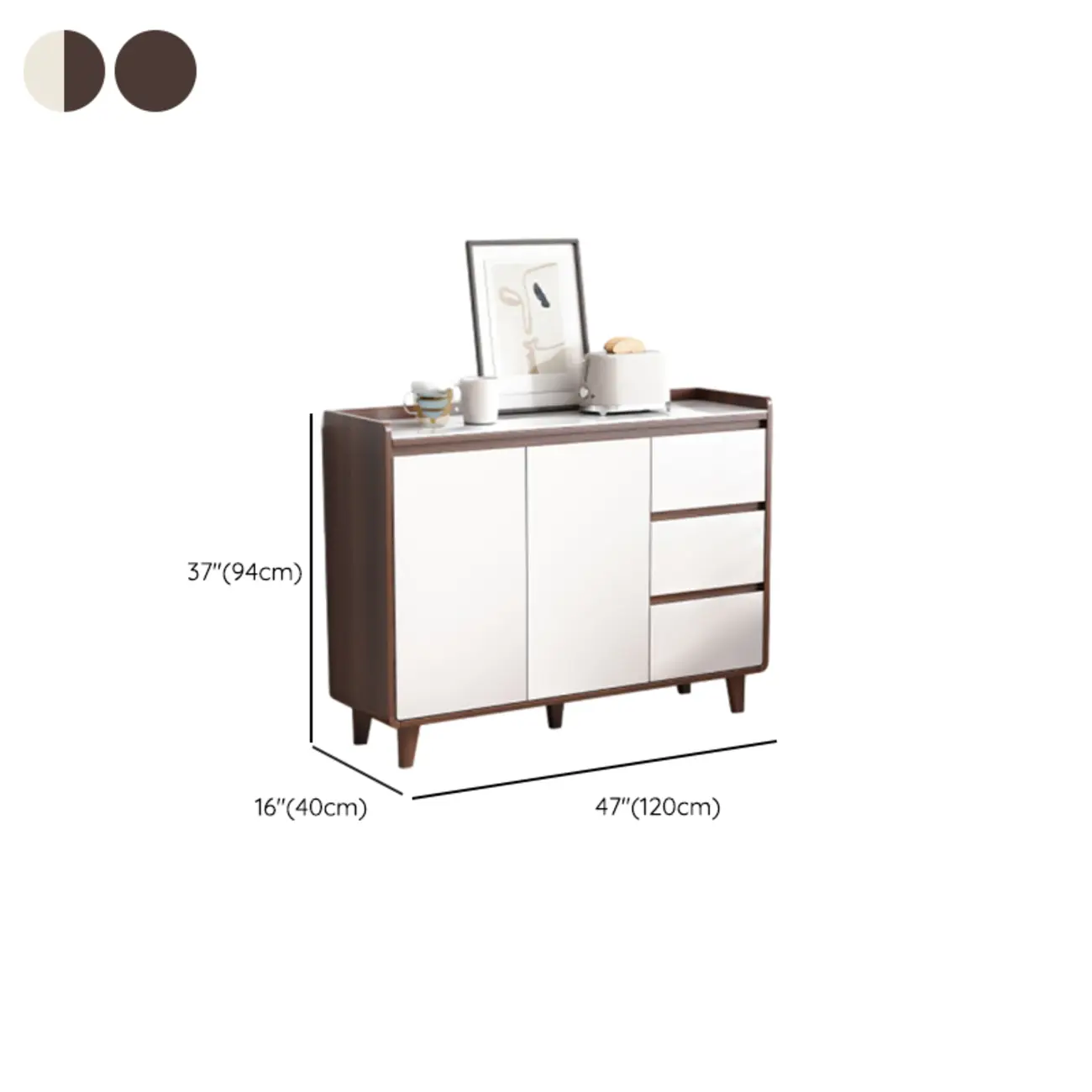 Modern Wood Buffet Stone Top Sideboard Storage Image - 34 | homeyfad