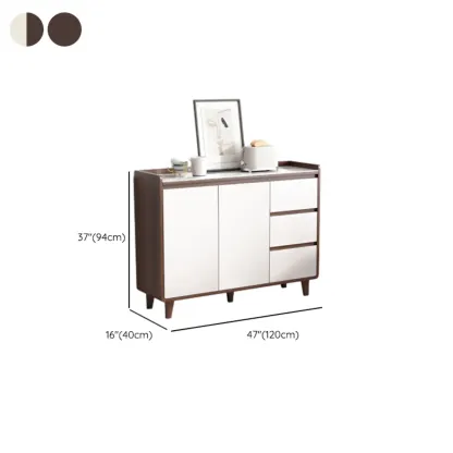 Modern Wood Buffet Stone Top Sideboard Storage Image - 34