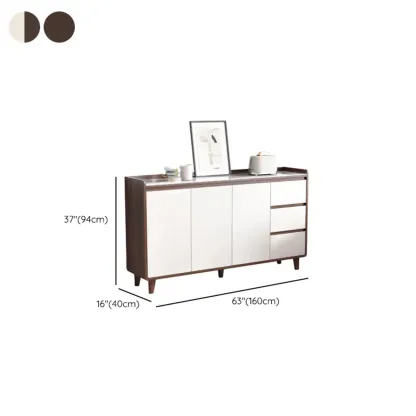 Modern Wood Buffet Stone Top Sideboard Storage Image - 36