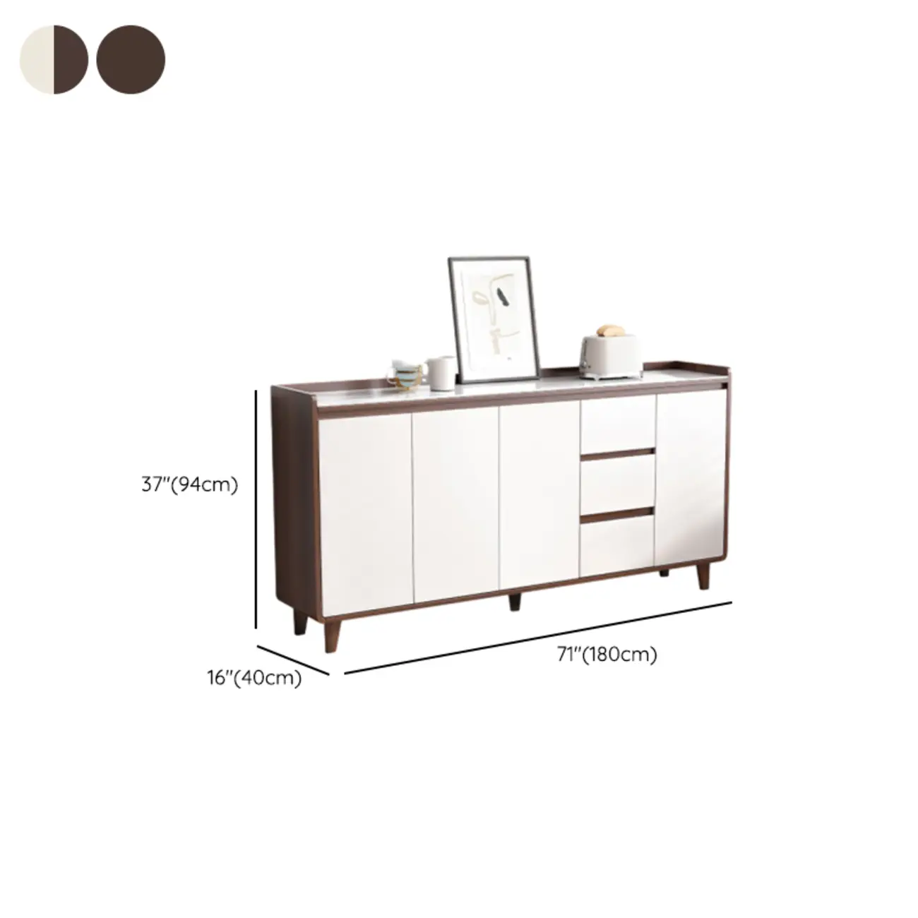 Modern Wood Buffet Stone Top Sideboard Storage Image - 37 | homeyfad