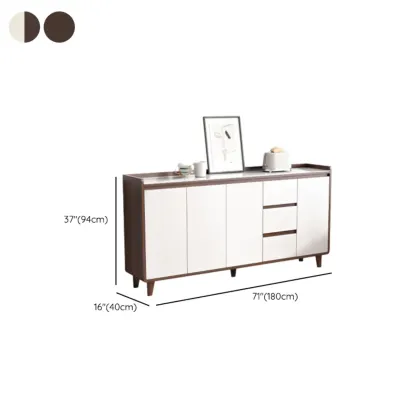 Modern Wood Buffet Stone Top Sideboard Storage Image - 37
