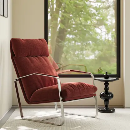 Modern Chenille High-Back Accent Chair With Arms Image - 1