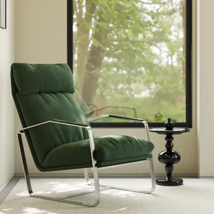 Modern Chenille High-Back Accent Chair With Arms Image - 4