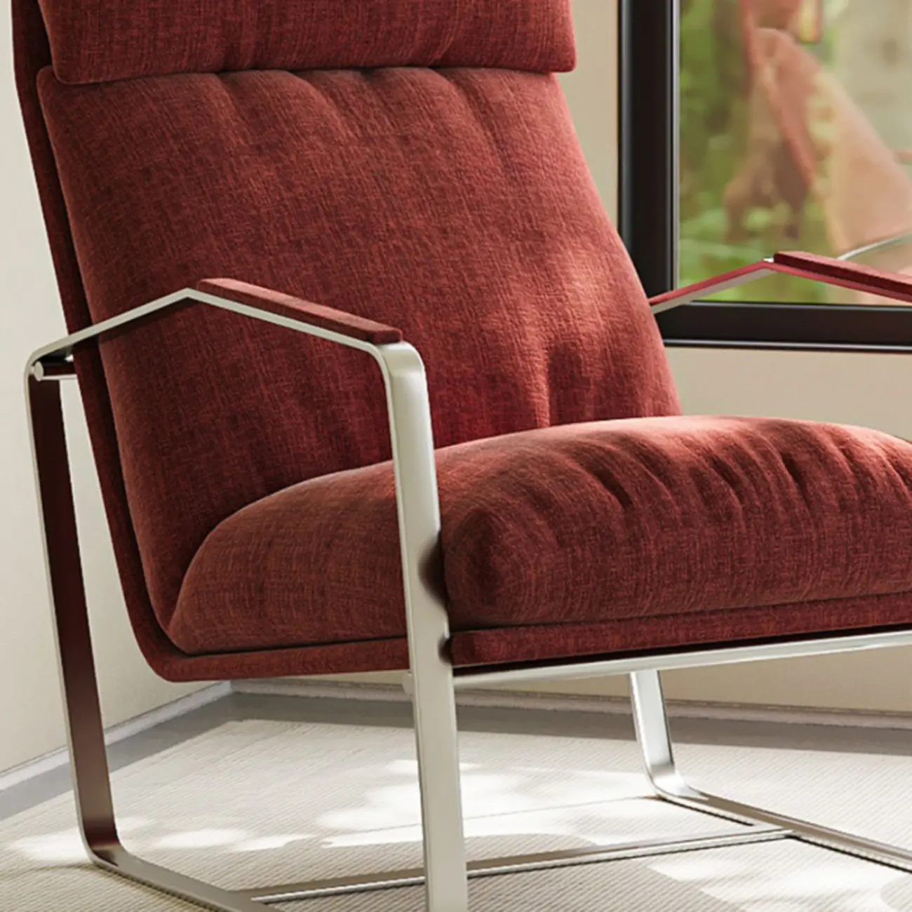 Modern Chenille High-Back Accent Chair With Arms Image - 10 | homeyfad