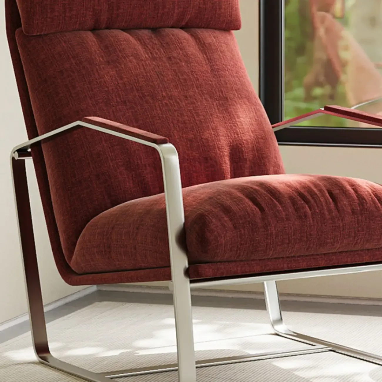 Modern Chenille High-Back Accent Chair With Arms Image - 10