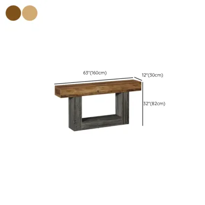 Rustic Country Wood Rectangle Console Table With Shelf #size